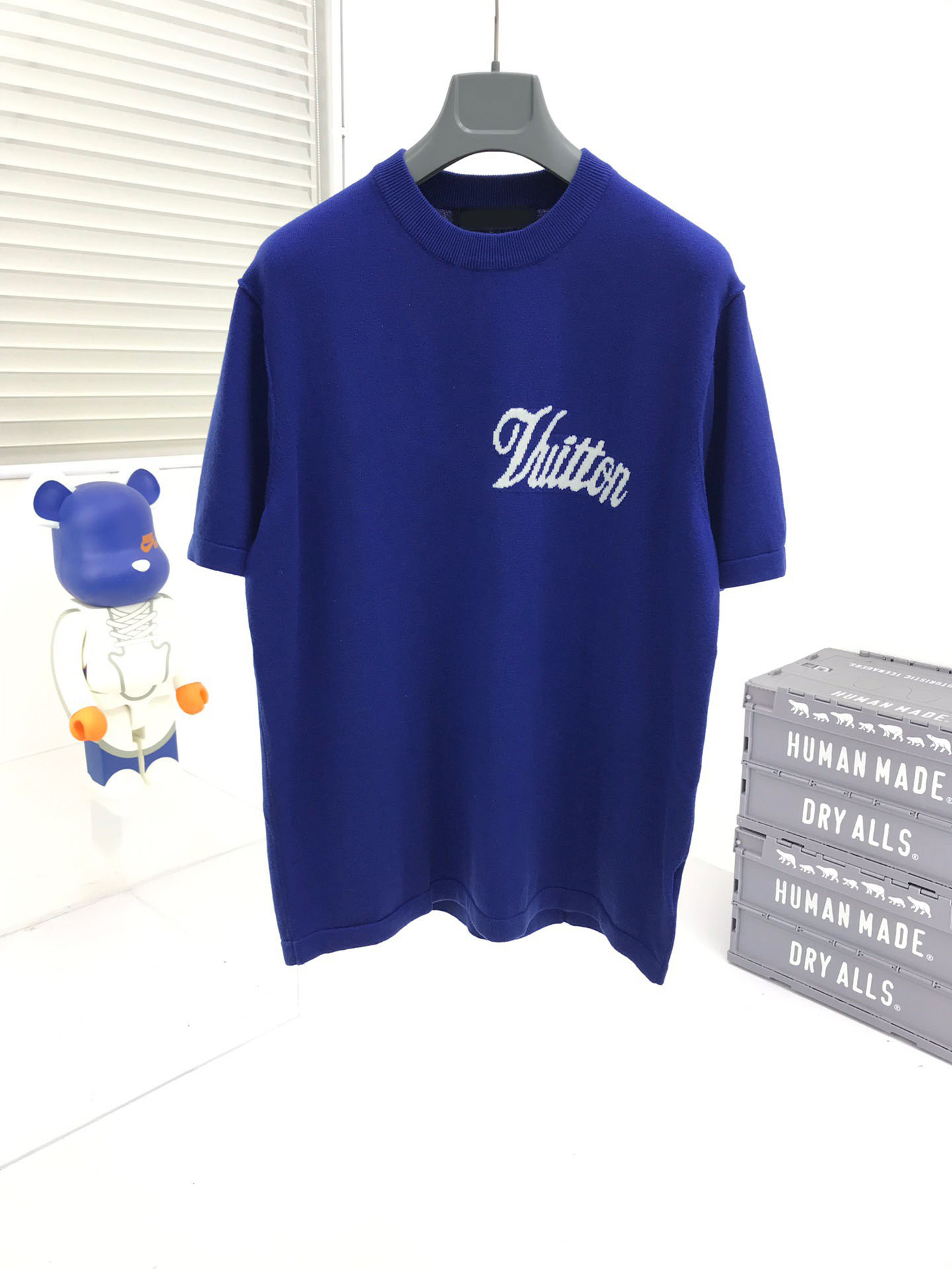 

New AOP jacquard letter knitted sweater in autumn / winter 2023acquard knitting machine e Custom jnlarged detail crew neck cotton d4t4633tt6, Blue