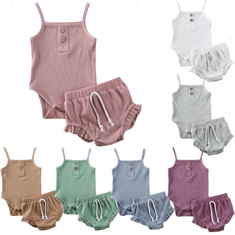 

Us Stock 0- 2pcs Summer Set Newborn Kid Baby Girls Clothes Knitted Crop Tops Shorts Outfits