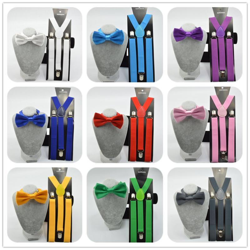 

Suspenders Unisex Adjustable Clip-on Braces Elastic Y-back Suspender And Bow Ties Set For Women / Men Wedding Party