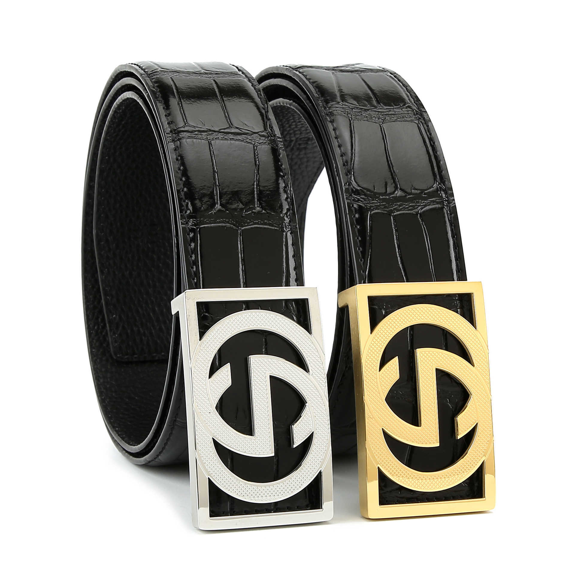 

3.8 Wide Stainless Steel Belt Men's Leather Korean Fashion Casual Trouser Belt's Business leather Belts Men, Black