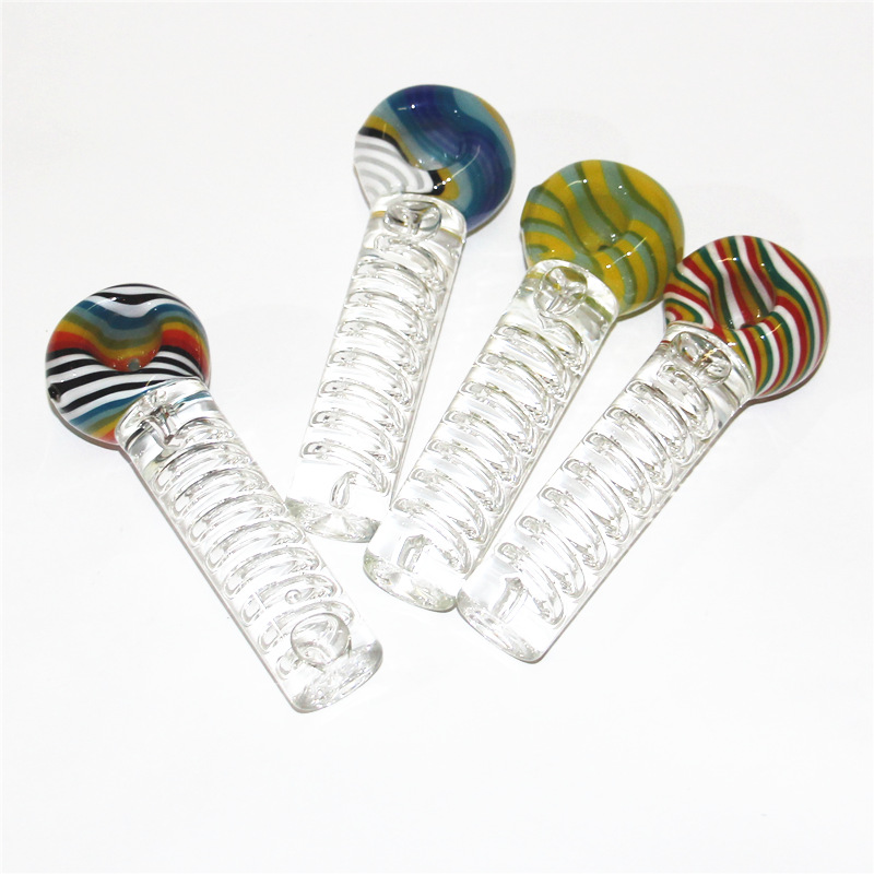 

Freezable Glass Spoon Hand Pipe With Liquid Glycerin Inside Coil Tobacco Smoking Pipe Dab Rigs