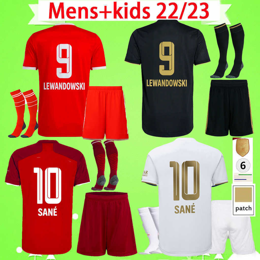 Kit pour hommes et enfants avec chaussettes 2022 2023 Soccer Jersey Boys Sets Lewandowski Sane Goretzka Muller Davies Adult Cost Football Shirt M