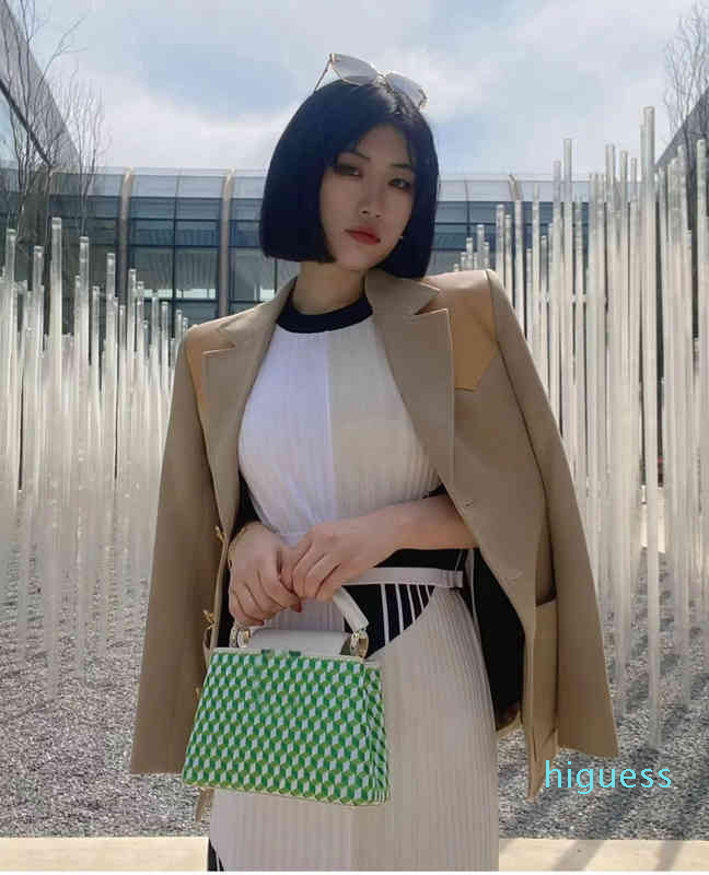 

2022-Capucines Bags Tote Women Shoulder CrossbodyBag Cowhide Designer Luxury Handbags Lady Purses Shopping Traval, Pink