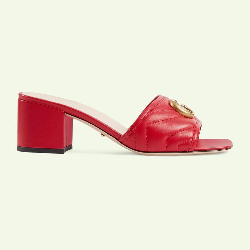 

2022 new design fashion women's sandals slippers leather thick heeled 5cm shoes 34-41, Red