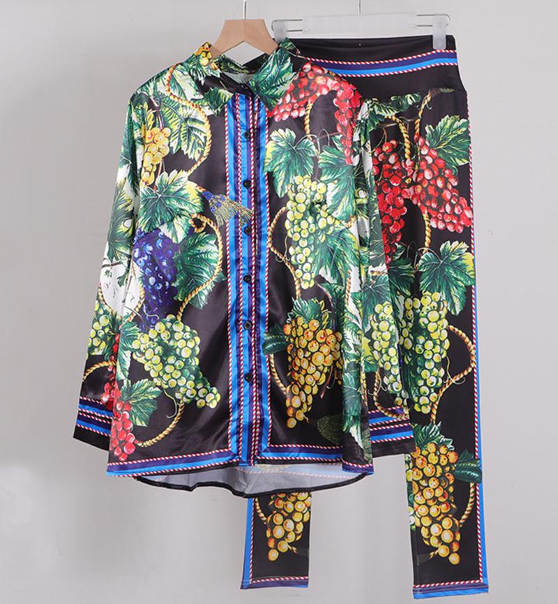 

Women's Two Piece Pants Women Sets Long Sleeve Print Blouse Shirt Tops Elastic Waist Female Sexy Set SuitWomen's, Ws1