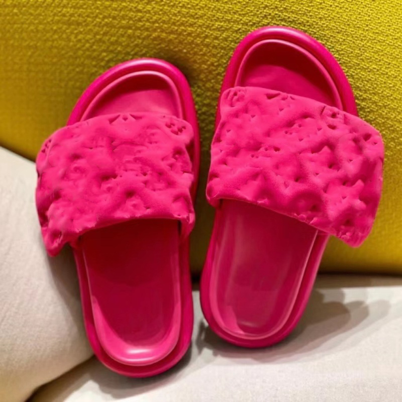 Womens Designer Sandals Pool Sliders Fashion Velcro Padded Front Strap Slipper Luxurious Platform Sandal Clafskin Leather Flat Mule Slides Shoes Wit