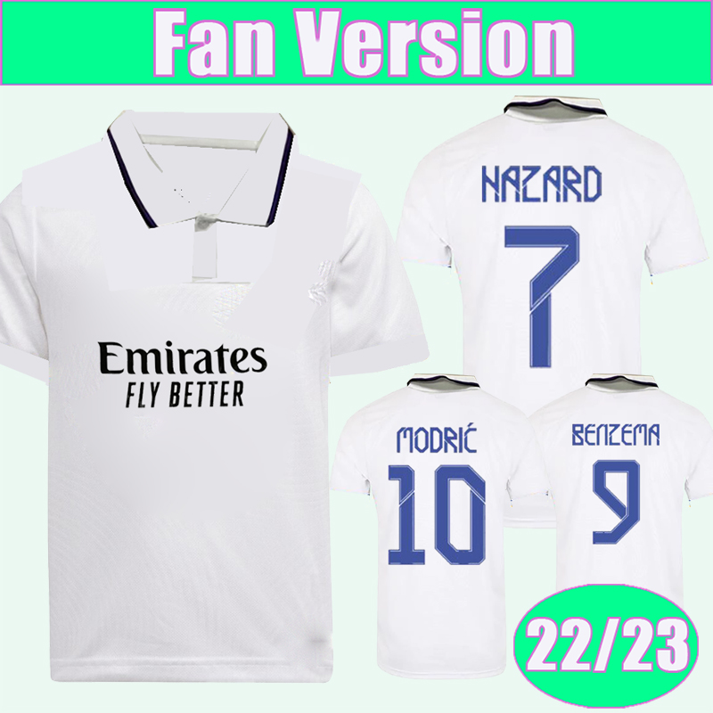 

22 23 HAZARD KROOS BENZEMA Mens MODRIC ASENSIO Soccer Jerseys MARCELO BALE ISCO Home Footall Shirts Short sleeve Uniform, Qm9229 22 23 home no patch