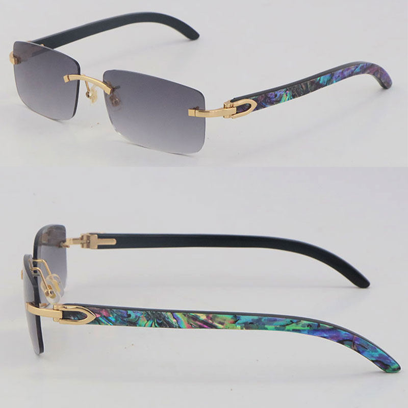 

Selling Metal Rimless Style 8200757 Sunglasses New Designer Colorful Abalone Shells Inside Buffalo Horn Sun Glasses Male Female Frame Square Glasses 18K Gold UV400