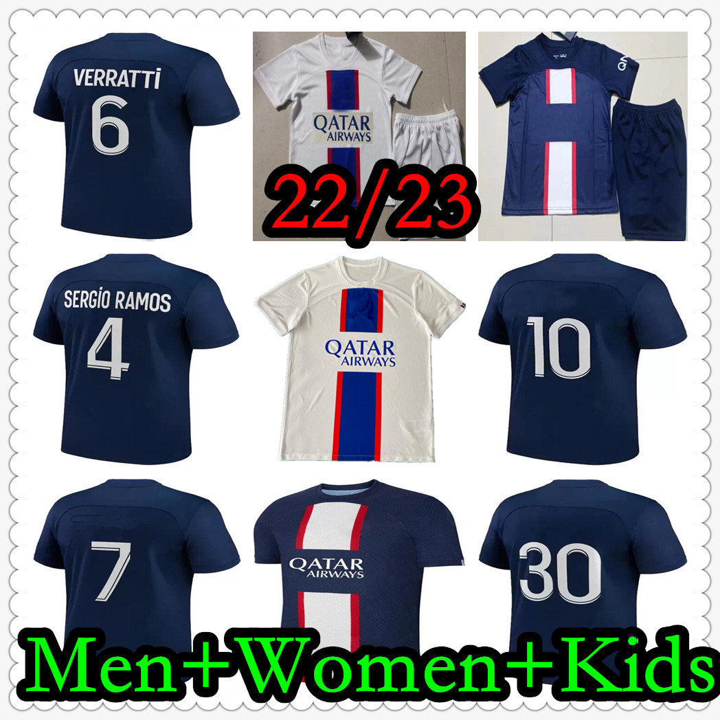 

soccer jerseys 30 10 MBAPPE MessiS 7 HAKIMI SERGIO RAMOS WIJNALDUM 22 23 Women Maillots football shirt 2022 2023 men kids kit sets uniform enfants
