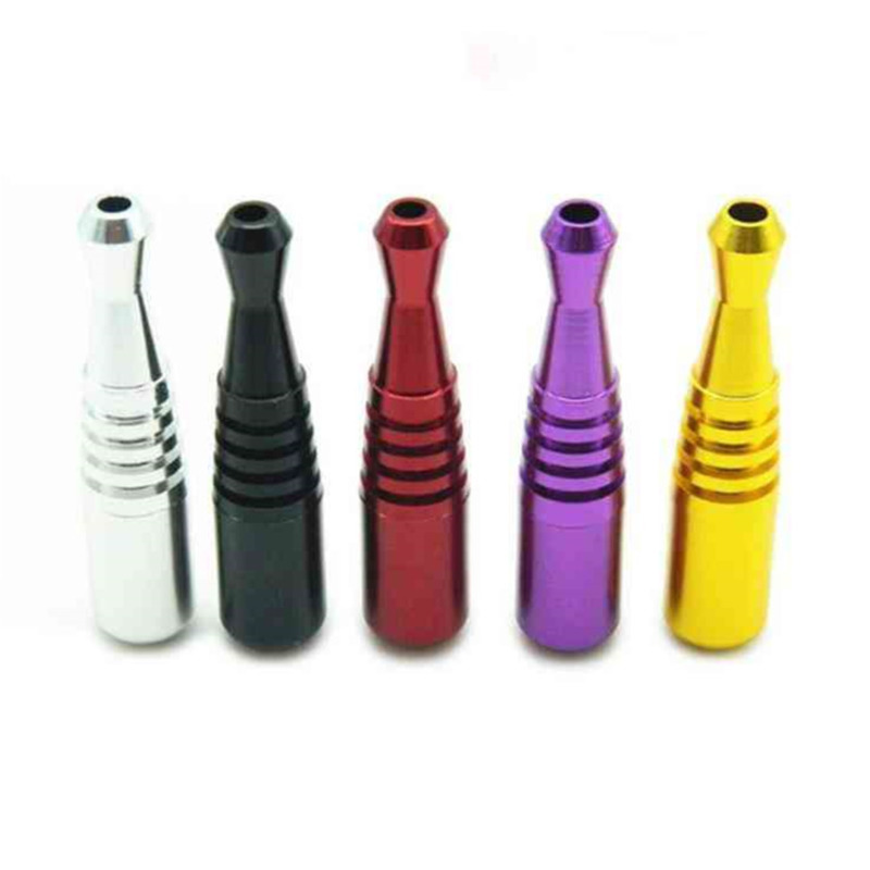 

Bowling Bottle Smoking Pipe Mini Bullet Metal Filter Pipes Colorful Tobacco Holder