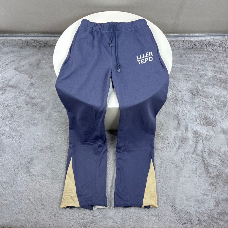 

22ss Autumn Winter USA Patchwork Pants Trousers Bell Bottoms Casual Flare Drawstring Sweatpants Men Women Jogger Slim Fit, Grey