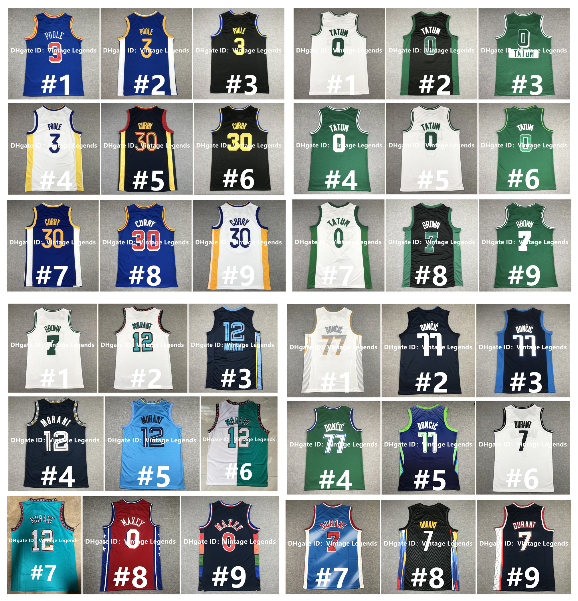 Stephen Curry Basketball Jersey Ja Morant Poole Andrew Wiggins Jayson Tatum Jaylen Brown Tyrese Maxey Joel Embiid Luka Doncic Kevin Durant Cade Cunningham Butler