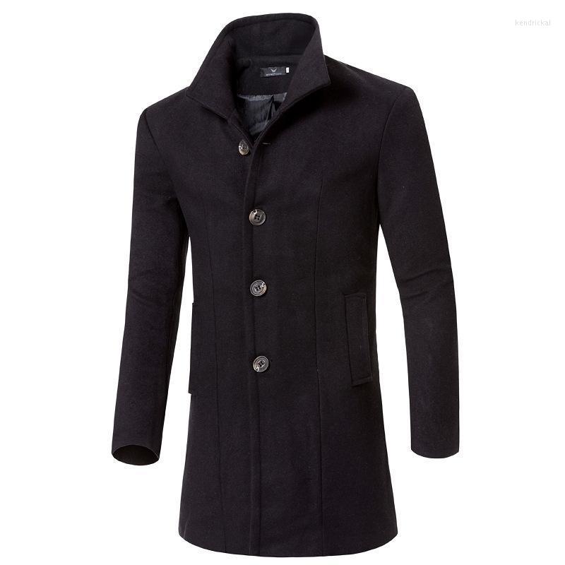 

Men's Wool & Blends Autumn Winter Jacket Men Quality Coat Business Casual Slim Long Trench Kend22, Red