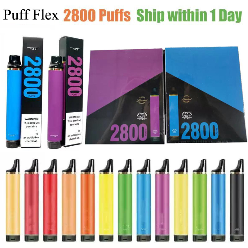 

Top quality Puff Flex 2800 disposable Vape pods device kits e cigarette 1500mah battery pre-filled 8ml vaporizer 20 colors in stock VS XXL Plus MAX