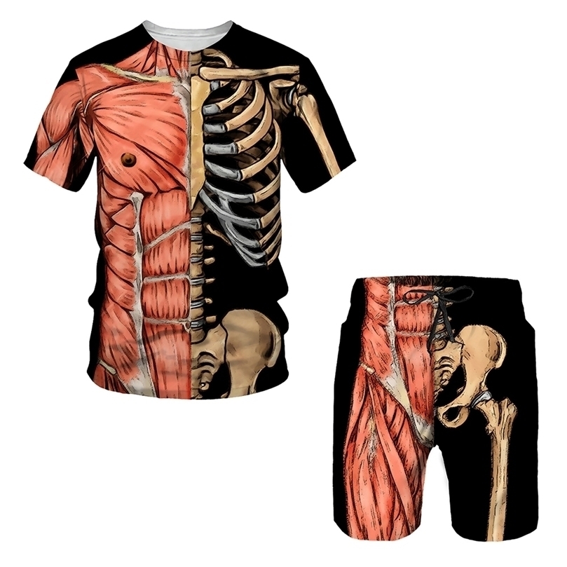 

Funny Personality Skeleton Internal Organs 3D Printed TShirt shorts Unisex Tracksuits Casual Twopiece 3D digital printing 220606, Ts2372