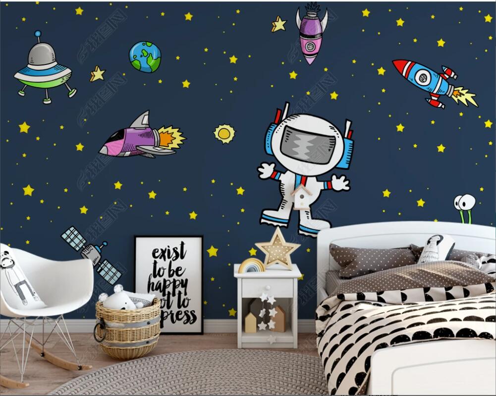 

3d wallpaper on the wall custom photo mural cartoon space universe sci-fi starry sky children's room background painting home decor wallpaper for walls 3 d bedroom, Non-woven wallpaper