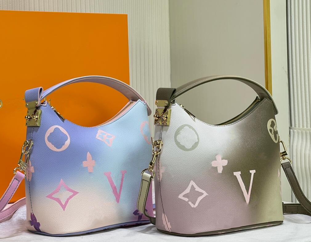 Designer Sunrise Pastel Marstel PM Hobo Femmes Sacs Crossbody by the Pool Genuine Le cuir Sac Sac en cuir Lady Tote Sunset Kaki Handbags M46080 M