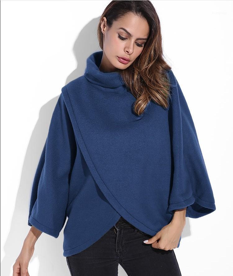 

Fashion Fall 2022 Women Clothing Full Sleeve Solid Pullovers Casual Lantern Turtleneck Coats For Autumn Winter Women' Hoodies & Sweatshirts, Black
