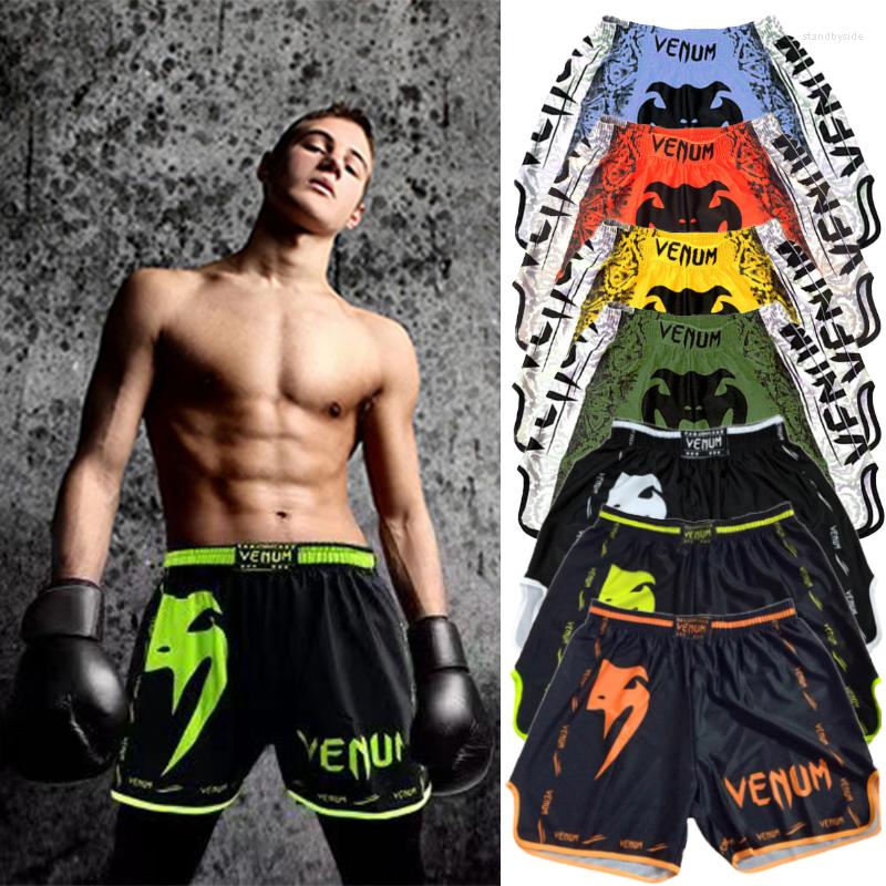 

Men' Shorts Training Muay Thai Fighting Fitness Combat Sports Pants Printed Boxing Clothing Mma Sweatpants Pretorian BoxeoMen, Black