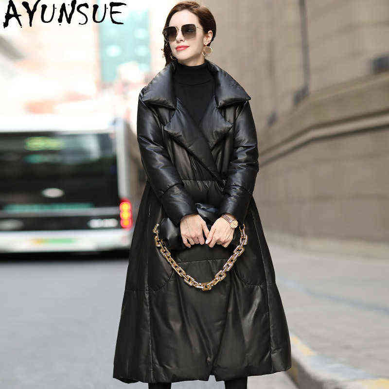 

Ayunsue Genuine Leather Jacket Women Long Sheepskin Coat Warm 90 White Duck Down Jackets Female Winter Parka 2020 Femme Vest J220727, Black