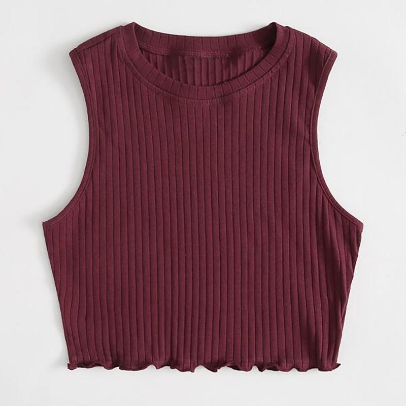 

Women's Tanks & Camis Chic Ribbed Tank Top Women Tops Fitness Short Vest Sleeveless Pullover Crop Shirts Knitted Off Shoulder Sexy TopWomen', Khaki