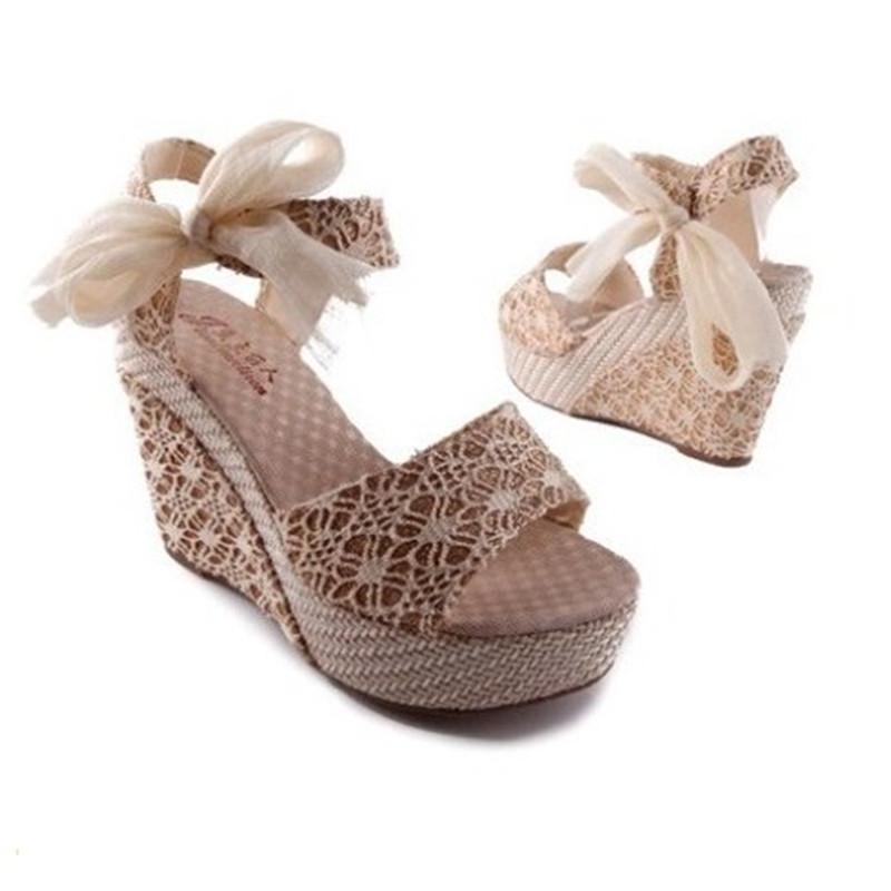 

Sandals Drop Women Fashion Summer Wedged Female Chaussure Lady Platform Lace Belt Bow Open Toe High-heel Shoes EUR 41, Black