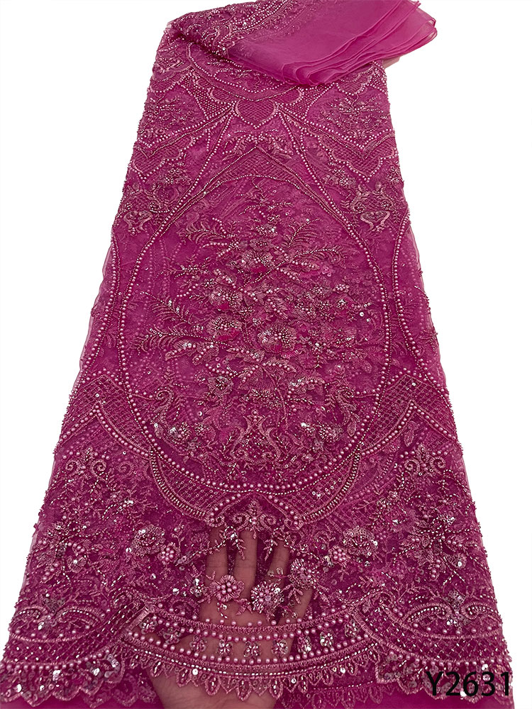 

Handmade Beaded French Fabric 2022 Bridal Lace Luxury High Quality Embroidery Sequins African Net Lace Y2631