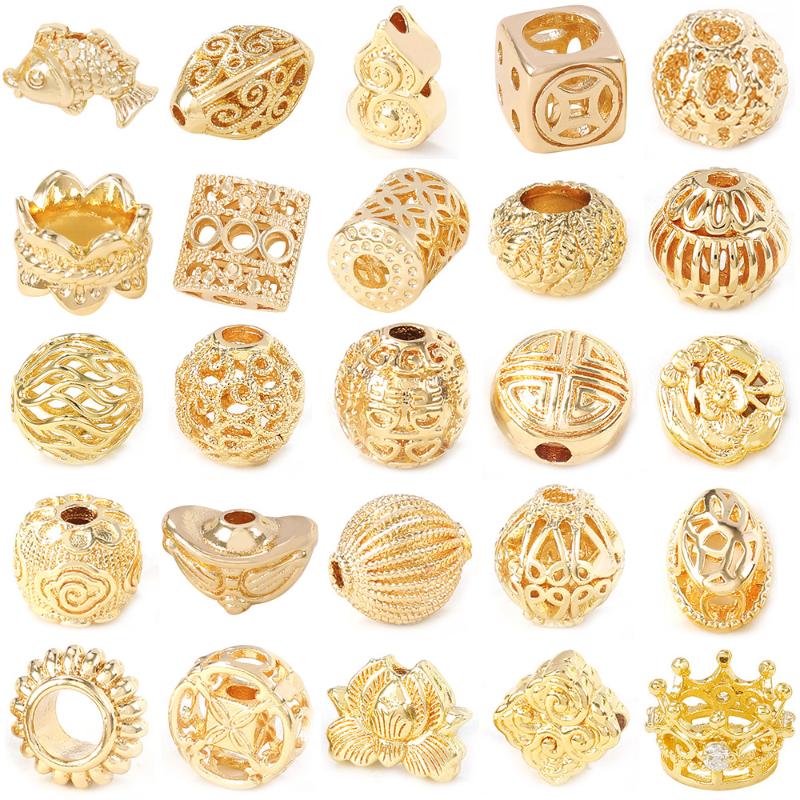 

Other 24K Gold Color Brass Spacer Beads Bracelet Jewelry Making Supplies Diy Necklaces Earrings Bracelets Findings Accessories