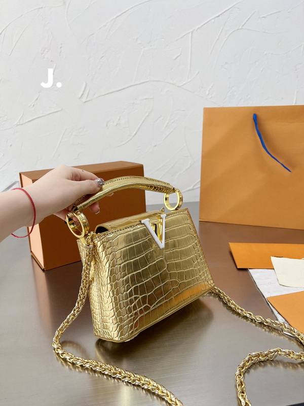 

HH Women Fashion Handbag Crossbody Bags Shoulder Tote Bag Litchee Pattern Genuine Leather Bicolor Strap Capucines bb pm mini Handbags Purse, Add box