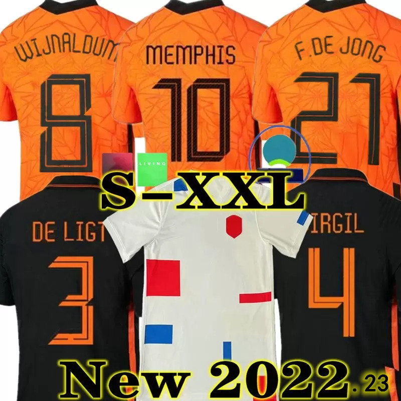 

2022 Netherland MEMPHIS soccer jersey DE JONG Holland DE LIGT WIJNALDUM VAN DIJK 21 22 23 football shirt Adult men kids kit DUMFRIES, 20/21 away+patch