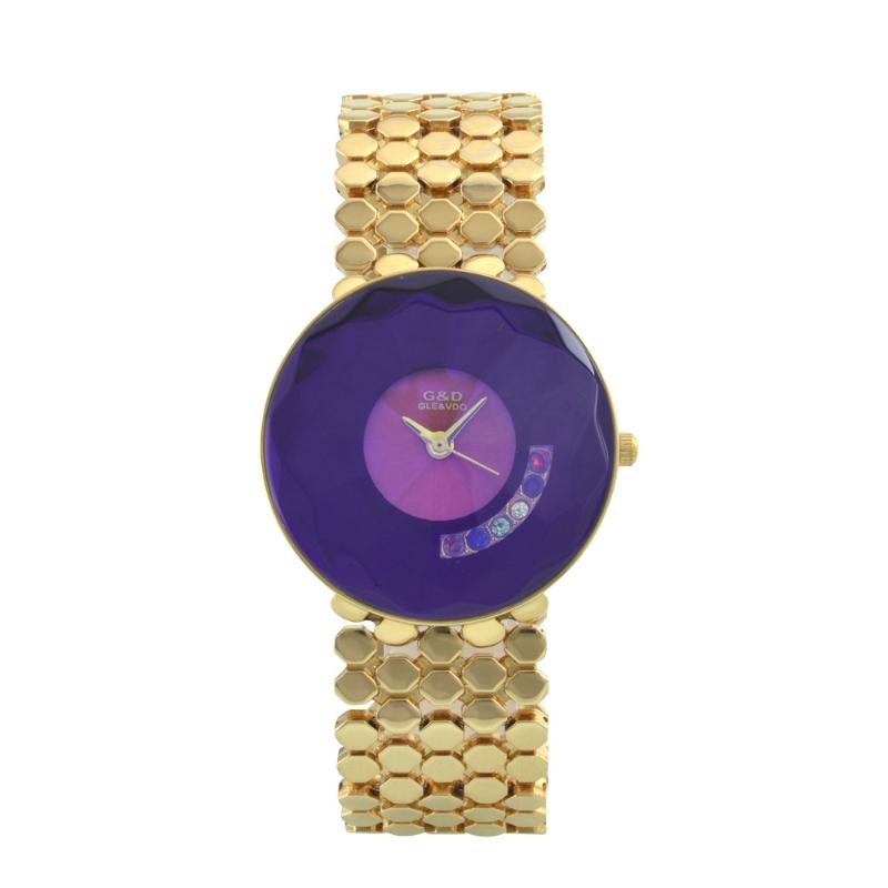 

Wristwatches Fashion Crystal Gold Bracelet Watch Women Ladies Steel Quartz Wrist Watches Dress Mujer Reloje, Blue