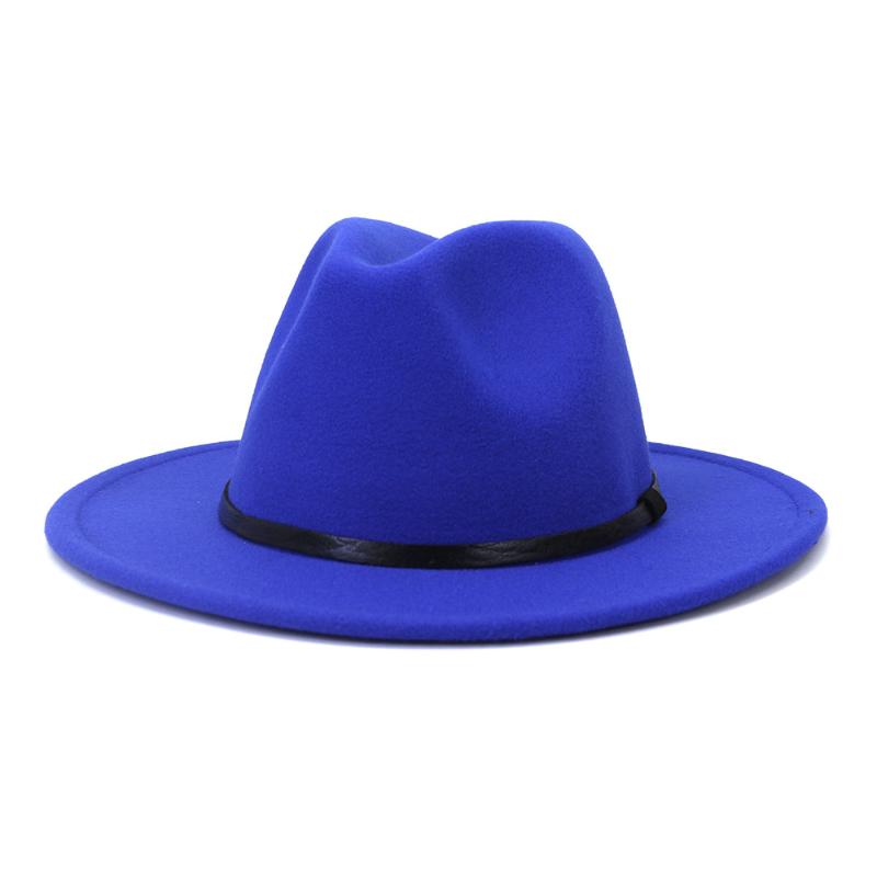 

Berets Fedora Hat Fashion Flat Brim Top European And American Autumn Winter Men's Women's Woolen Jazz HatBerets, White