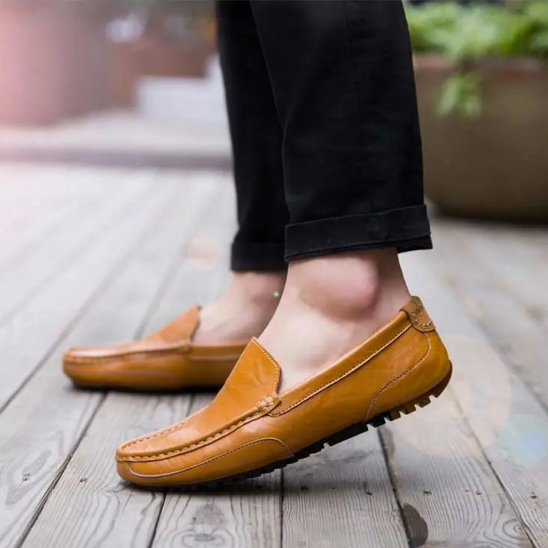Mocassins classiques hommes chaussures PU couleur unie décontracté mode bout rond Simple pur cousu à la main confortable fond plat chaussures de
