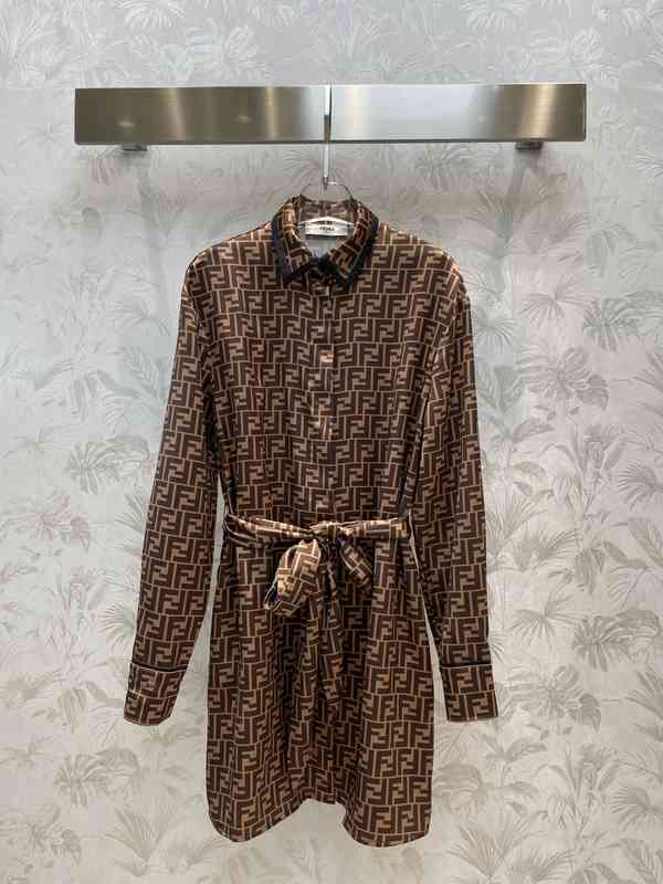 

Designer Womens Dress Stand Collar Long Sleeve Letter Pattern Print Bow Decor Dresses Fashion Trend Comfort Retro Style Summer Women Clothing