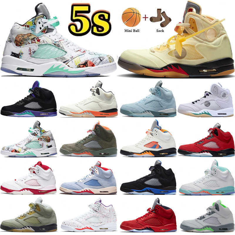 

2022 Hot Sneakers Jumpman 5 Men Basketball Shoes 5s Pink Foam Shattered Backboard White x Sail Black Muslin Raging Red Bluebird Mens Sports, Red suede36-40