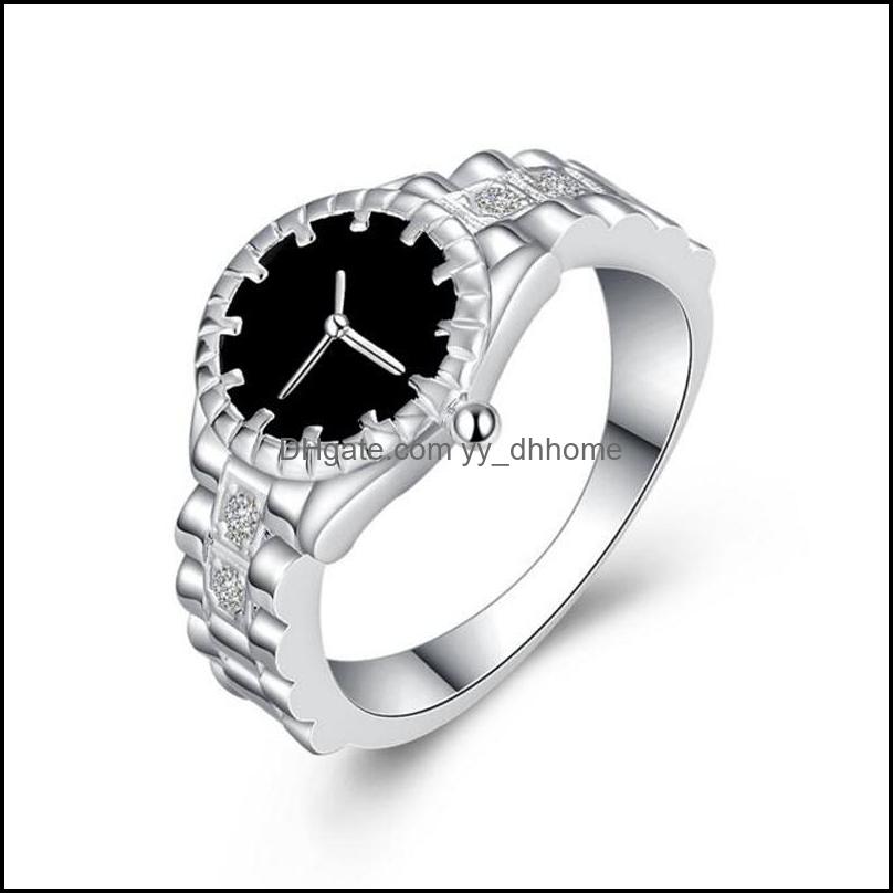 

Cluster Rings Jewelry Sier Watch Style Crystal Finger For Women Girl Party Fashion Wholesale 0454Wh Drop Delivery 2021 Cpj2L