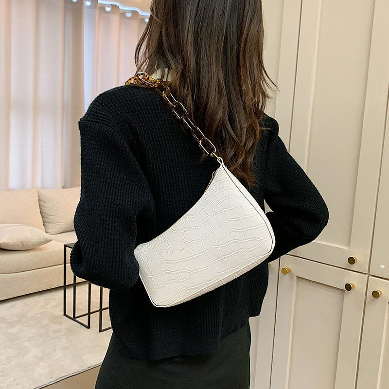 

Evening Bags Crocodile Pattern Zipper Handbags Fashion Texture Embossed Lacquer Shoulder Bag Simple And Small Square For Women 2022Evening, White