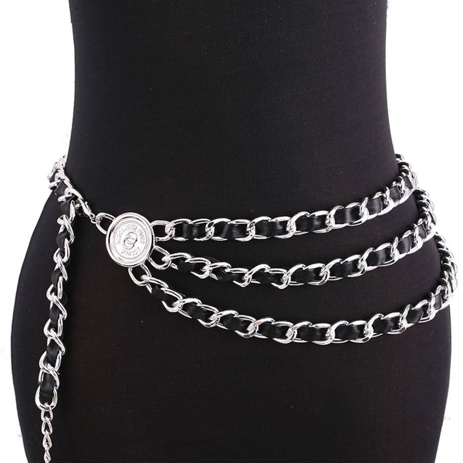 

2021 Waist Chain Belts Fashion Girls Metal Belt For Dresses Women PU Leather With Chain Designer Belts Fashion Jewelry Gifts306n, Silver