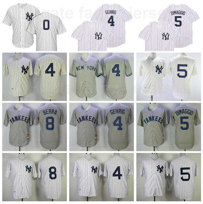 

1939 1951 Vintage Baseball 5 Joe DiMaggio Jerseys Retro 0 Adam Ottavino 4 Lou Gehrig 8 Yogi Berra Retire Pinstripe White Grey Beige Flexbase Cool Base Good Quality, 5 white