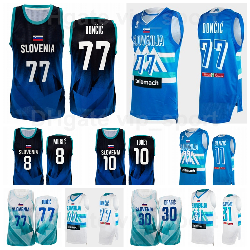 

Slovenia Jerseys 2021 Tokyo Basketball Luka Doncic 77 10 Mike TOBEY 11 Jaka BLAZIC 6 Aleksej NIKOLIC 7 Klemen PREPELIC 27 Ziga DIMEC White, Blue
