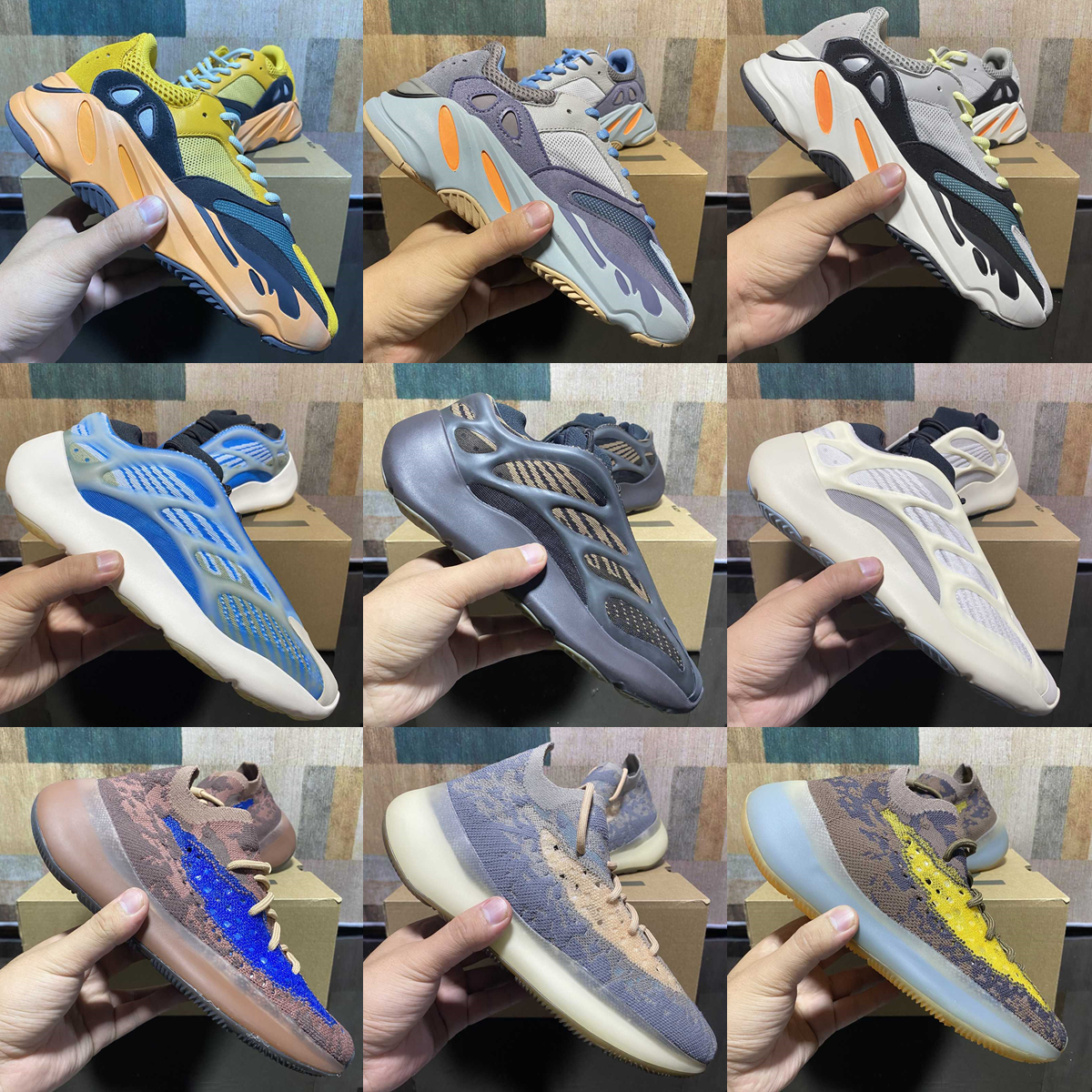 

2021 700v2 running shoes sneaker reflective white color UNC matching brown blue women men full size 36-45, Other