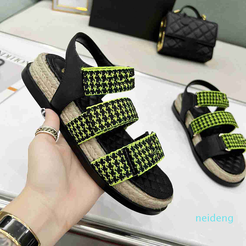 

Summer Women Gladiator Sandals Hemp Rope Designer Sliders Flat Heel Sandals Hook Beach Slides Shoes W8955, 6#