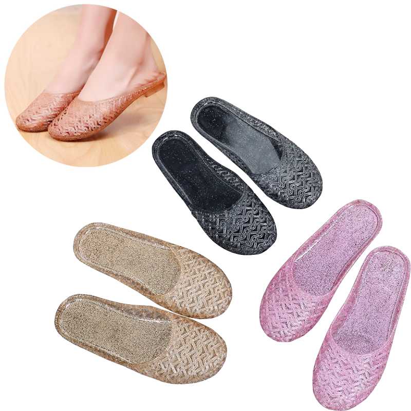 

Slippers Summer Home Plastic Beach Non-slip Sandals And SlippersSlippers, Black