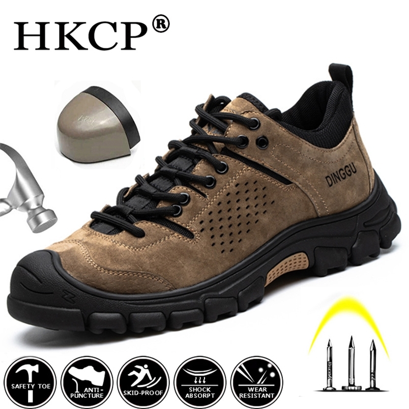 

Men Work Shoes Steel Toe Breathable Rubber Anti-Smash Construction Work Safety Boots Industrial Security Man Boots 39- 45 220616, Black