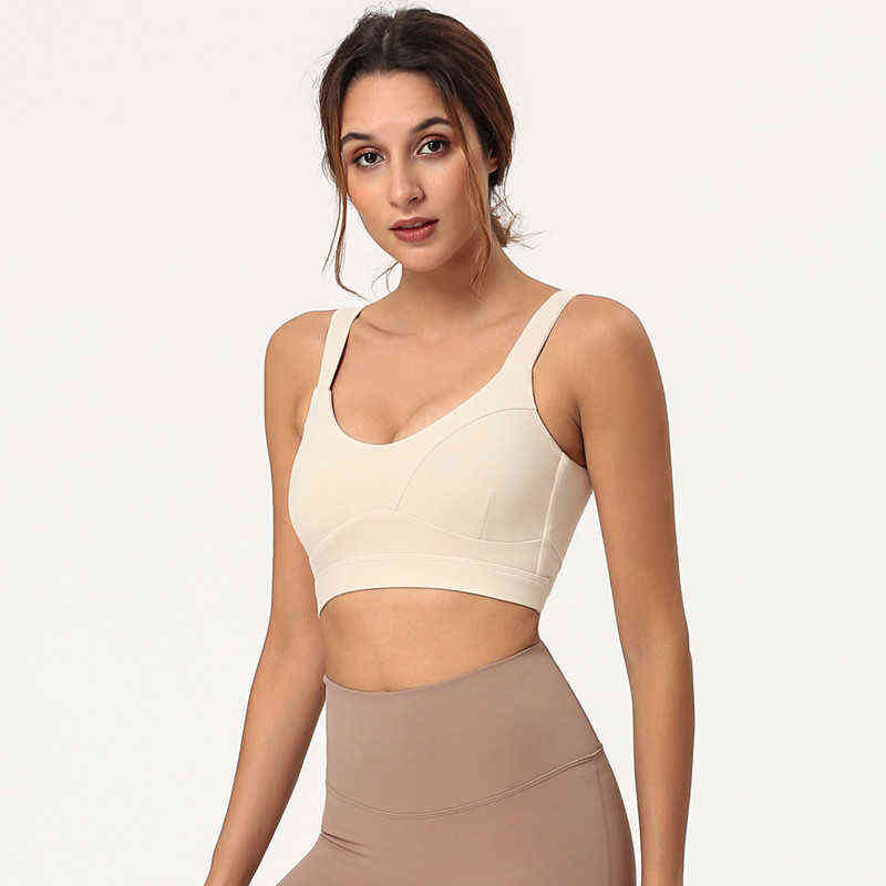 

Wide Shoulder Yoga Bra Top for Women Fitness Clothing Gym Bra Trainning Clothes Sportswear 3 Color Available S22178 T220725, Auburn