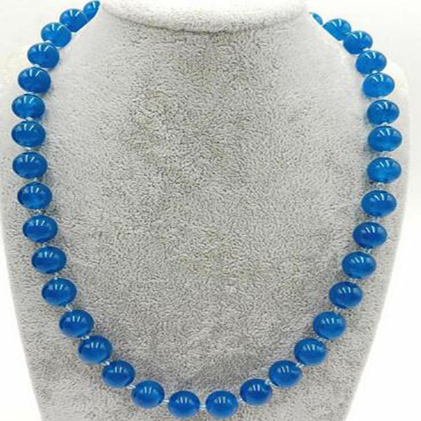 

New Natural 8mm Ink Blue Apatite Gemstone Round Beads Necklace 18'' AAA