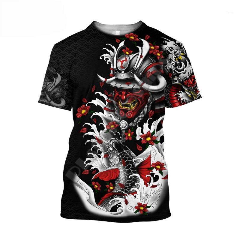 

Men's T-Shirts Beautiful Samurai Tattoo Carp Fishing 3D Printed Men T Shirt Summer Fashion Harajuku Short Sleeve Tee Shirts Unisex Tops TX-4