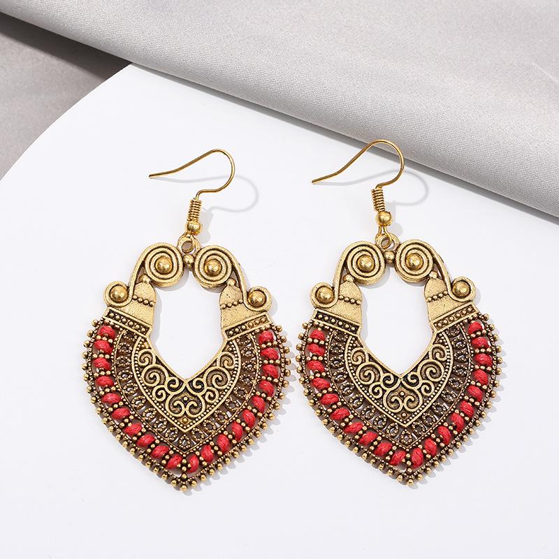 

Dangle & Chandelier Fashion Bohemian Drop Earrings For Women Vintage Statement Carved Hollow Heart Boho Rope Wrap Earring Jewelry Bijoux