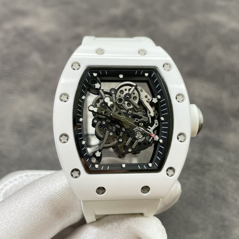 

42mm size Luxury Mens White Skeleton Watches white Ceramic bezel automatic self-winding Glide smooth second hand wristwatch all function works, 02