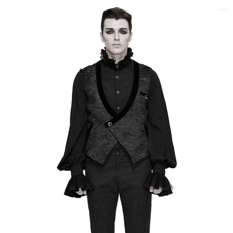 

Devil Fashion Men' Gothic Deep V-neck Sleeveless Waistcoat Gentleman Style Single Button Dinner Prom Dress Vest Vests, Black
